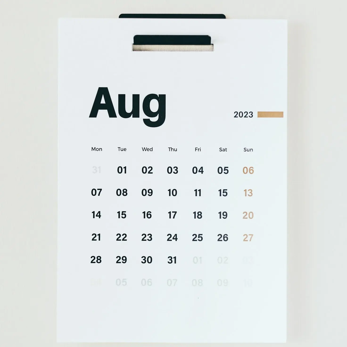 a calendar with the word august on it
